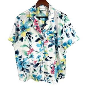 Alfred Dunner Woman Plus Size 18 Floral Hawaii Tropical Blouse Shirt Top Beach